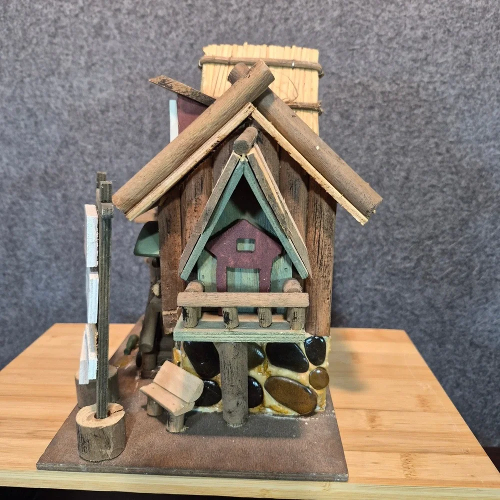 Wagon Wheel Restaurant Birdhouse Rustic Kitsch Cottagecore Garden Outdoor